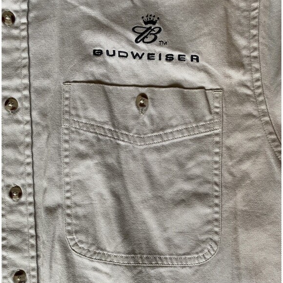 Winners Circle Men’s L Dale Earnhardt Jr #8 Button Up Shop Shirt Tan Bud Racing - Picture 6 of 8